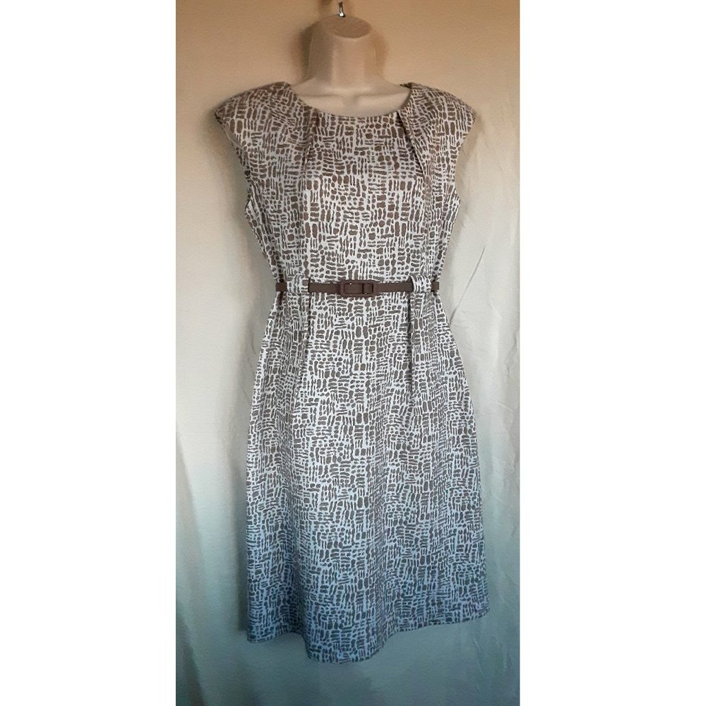 Connected Apparel women's short sleeve sheath dress, belted "Empire waist", 10